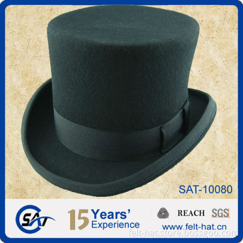 BLACK MENS 100% WOOL FELT TOP HAT